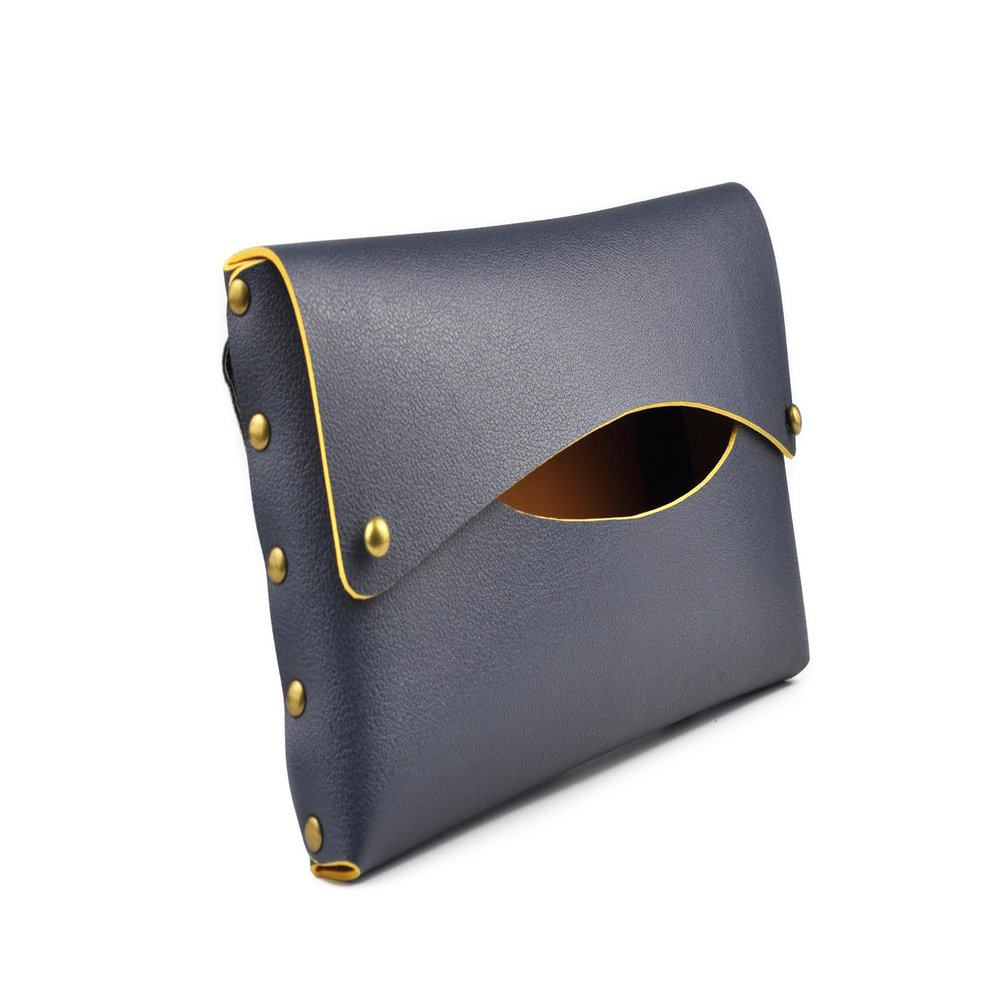THINGIS Car Tissue Holder, Tissue Case for Sun Visor, PU Leather Backseat Napkin Holder with Clips (Navy Blue)