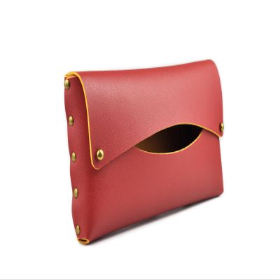 THINGIS Car Tissue Holder, Tissue Case for Sun Visor, PU Leather Backseat Napkin Holder with Clips (Red)