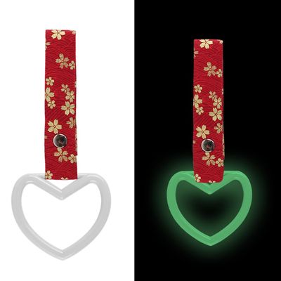 Q1-TECH, JDM Tsurikawa Ring Japanese Subway Train Bus Car Handle Cute Heart Shaped Handle Hand Strap Rear Front Bumper Warning Rings Drift Charm Drift Car Accessory (Glow in Dark/RDF)