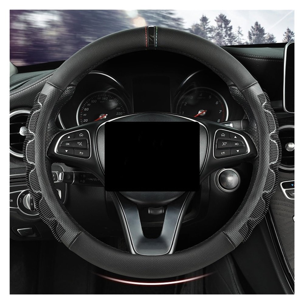 FUERU Car Steering Wheel Cover Set Car Steering Wheel Cover Honeycomb Leather Stretch Breathable Car Interior Men and Women Gifts (Color : 1#)
