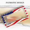 American Flag License Plate Frame Holder - 2 Pack Universal Aluminum US Flag Patriotic Car License Plate Frame with Screws Fasteners Caps, 4 Metal Car Valve Caps view 3