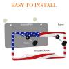 American Flag License Plate Frame Holder - 2 Pack Universal Aluminum US Flag Patriotic Car License Plate Frame with Screws Fasteners Caps, 4 Metal Car Valve Caps view 4