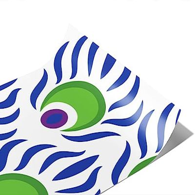Rwraps Peacock Artful Plumes Gloss Vinyl Film Wrap 59in x 26ft Vinyl Vehicle Car Film Sheet Roll