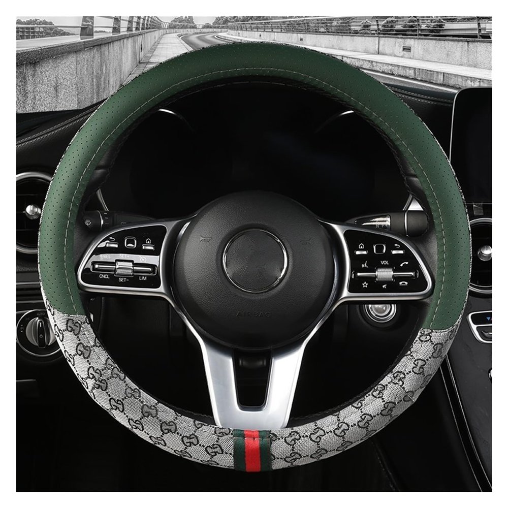 FUERU Car Steering Wheel Cover Set Car Steering Wheel Cover Ice Silk Linen Waterproof Anti-Wrinkle Personalized Car Interior (Color : 4#)