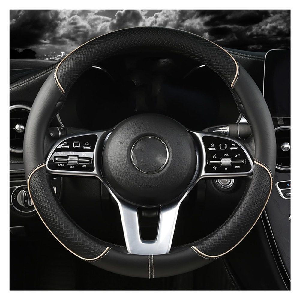FUERU Car Steering Wheel Cover Set Car Steering Wheel Cover Four Seasons Leather Ultra-Thin Fit Car Interior (Color : 2#)