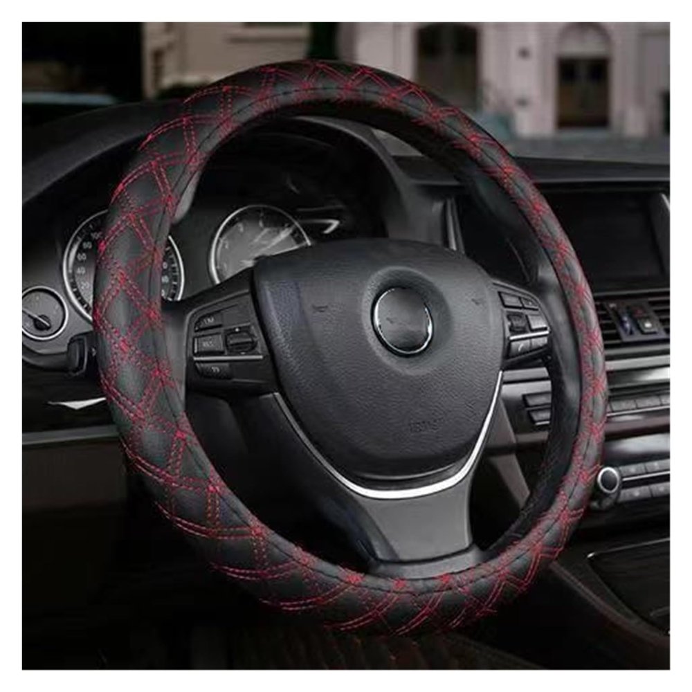 FUERU Car Steering Wheel Cover Set Car Steering Wheel Cover Breathable Leather Durable Car Interior Men and Women Gifts (Color : 2#)
