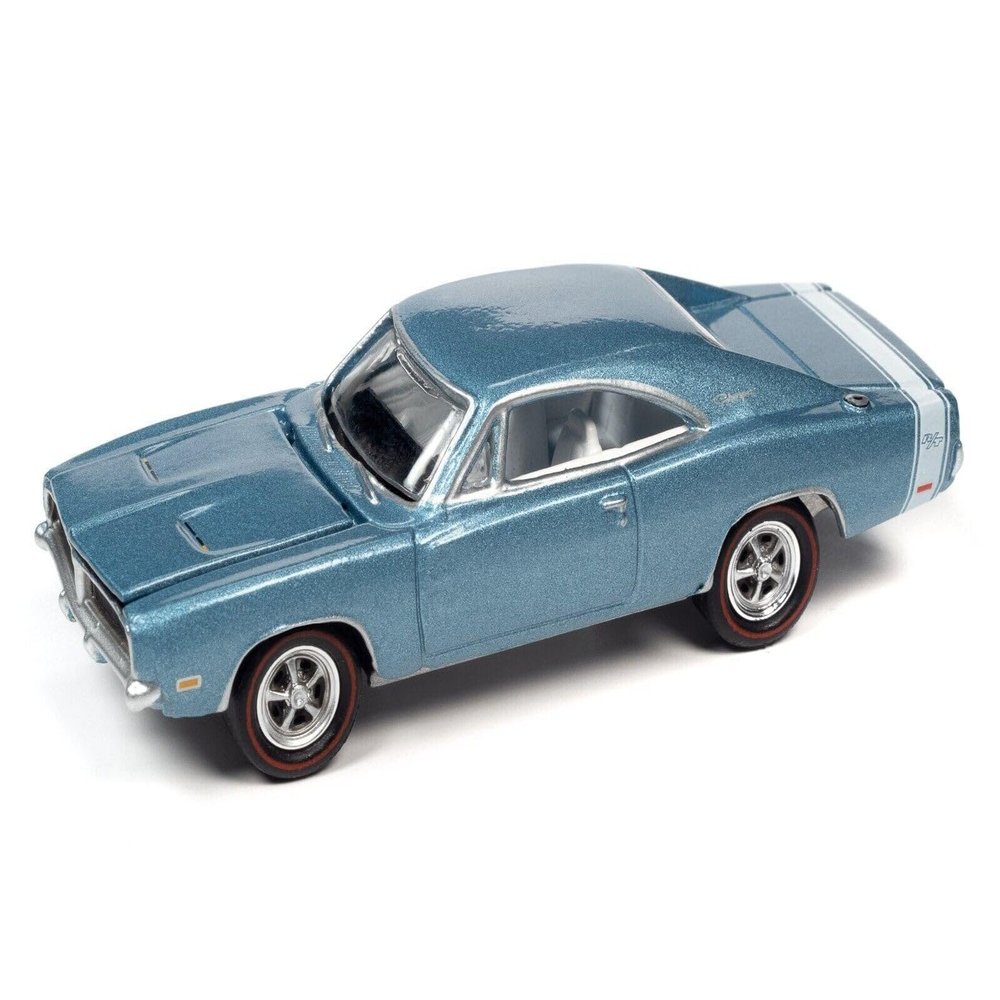 JLMC030A-2 Johnny Lightning 1969 Dodge Charger R/T B3 Blue Poly w/White R/T Rear