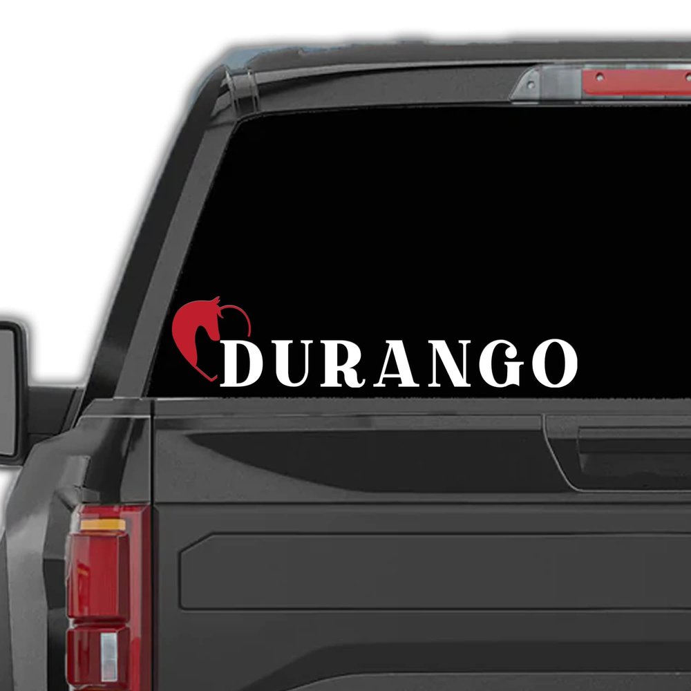Western Decal Durango Mexico Stickers para Trocas Calcomanias para Autos Mexican Stickers for Trucks and Cars Estilo Ranchero con Caballo (2" x 9")