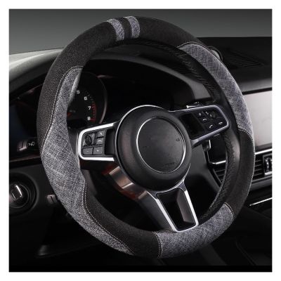 FUERU Car Steering Wheel Cover Set Car Steering Wheel Cover Four Season Linen Stretch Breathable Car Interior Creative Gift (Color : 3#)