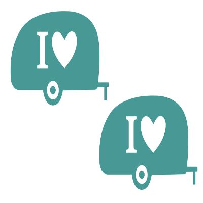 2 Pack - I Love Camping and My Travel Trailer RV Tent - Sleeping Under The Stars | Decal Vinyl Sticker Graphics for Car Van Window| 5.5" Width by 2.8" Height HOM0102.054 Turquoise