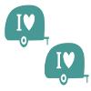 2 Pack - I Love Camping and My Travel Trailer RV Tent - Sleeping Under The Stars | Decal Vinyl Sticker Graphics for Car Van Window| 5.5" Width by 2.8" Height HOM0102.054 Turquoise view 1