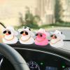 wonuu Car Dashboard Rubber Duck Ornament, Car Decoration Colour Ducks Accessories with Mini Hat Necklace and Sunglasses, M-White-Soccer Hat view 4