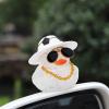 wonuu Car Dashboard Rubber Duck Ornament, Car Decoration Colour Ducks Accessories with Mini Hat Necklace and Sunglasses, G-Transparent-Soccer Hat view 3
