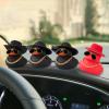 wonuu Car Dashboard Rubber Duck Ornament, Car Decoration Colour Ducks Accessories with Mini Hat Necklace and Sunglasses, M-Black-Cowboy Hat view 4