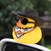 wonuu Car Rubber Duck, Yellow Duck Decoration Dashboard with Sun Hat Necklace Sunglasses for Car Dashboard Decorations, C-Duck-Black Cowboy Hat-Scarf view 2