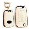 TECART Fold Key Case Fit For Hyundai Ix25 Ix35 Soft TPU Keychain Key Fob Key Shell Accessories Protector 3 button White view 1
