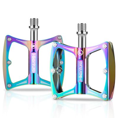 Hikenture Road Bike Pedals Mountain Bicycle Flat Pedals 9/16" Sealed Bearing Lightweight Aluminum Alloy Colorful Wide Platform Cycling Pedal for BMX/MTB(A)