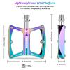 Hikenture Road Bike Pedals Mountain Bicycle Flat Pedals 9/16" Sealed Bearing Lightweight Aluminum Alloy Colorful Wide Platform Cycling Pedal for BMX/MTB(A) view 3