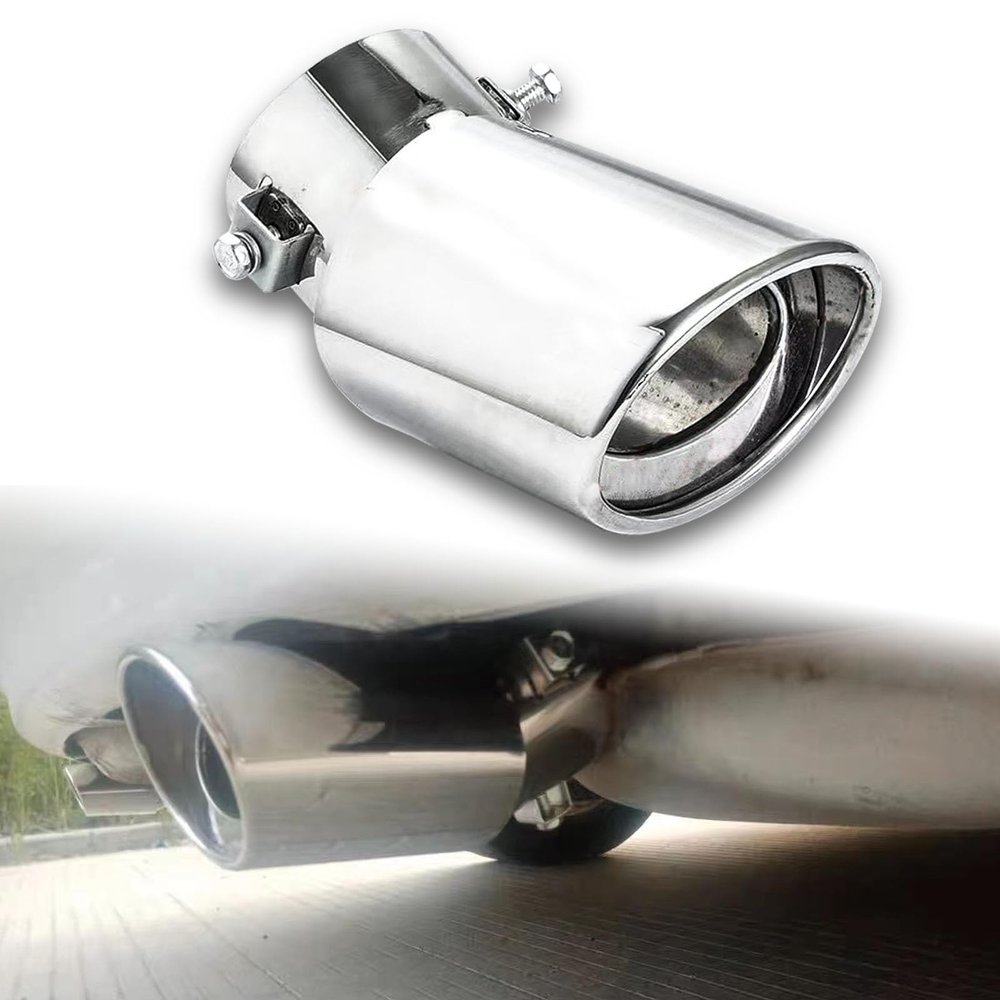Car Exhaust Tip Stainless Steel, 2.5" to 3.3" Adjustable Car Decoration Chrome Plated Finish Exhaust Tailpipe Tip Bolt/Clamp On Design Car Universal Exhaust Tip (Silver 2#)