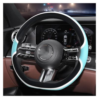 FUERU Car Steering Wheel Cover Set Car Steering Wheel Cover D Type Real Leather Moisture Absorption Anti-Wrinkle Fashion Car Interior (Color : 7#)