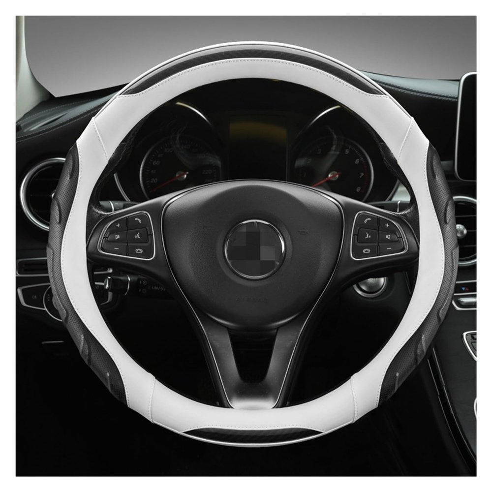 FUERU Car Steering Wheel Cover Set Car Steering Wheel Cover Carbon Fiber Leather Durable Car Interior Fashion Car Accessories (Color : 5#)