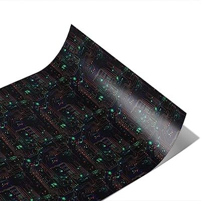 Rwraps Circuit Board Technology Manic Megabyte Gloss Vinyl Film Wrap 59in x 6ft Vinyl Vehicle Car Film Sheet Roll