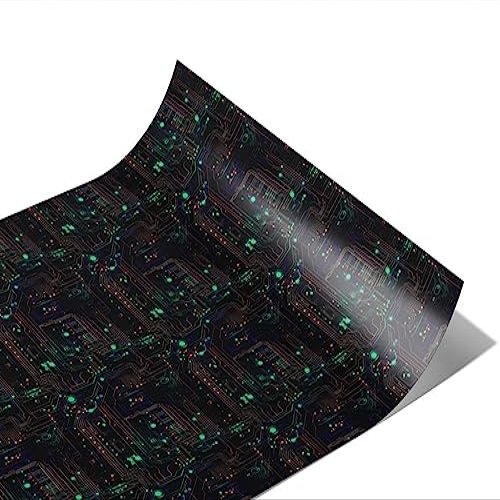 Rwraps Circuit Board Technology Manic Megabyte Gloss Vinyl Film Wrap 59in x 6ft Vinyl Vehicle Car Film Sheet Roll