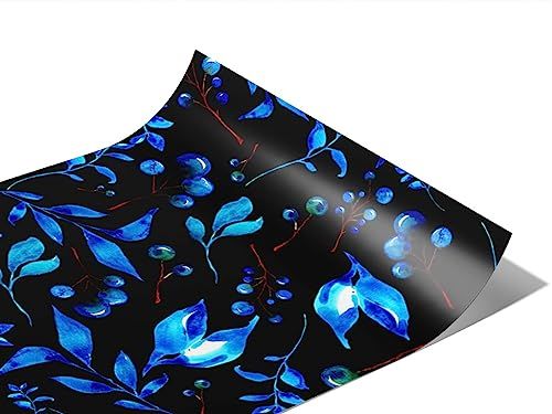 Rwraps Classic Floral Indigo Holly Gloss Vinyl Film Wrap 59in x 11ft Vinyl