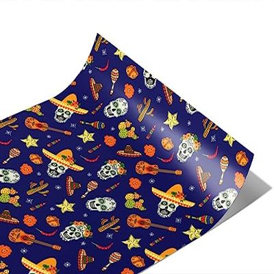 Rwraps Day of The Dead Family Fiesta Gloss Vinyl Film Wrap 59in x 28ft Vinyl Vehicle Car Film Sheet Roll