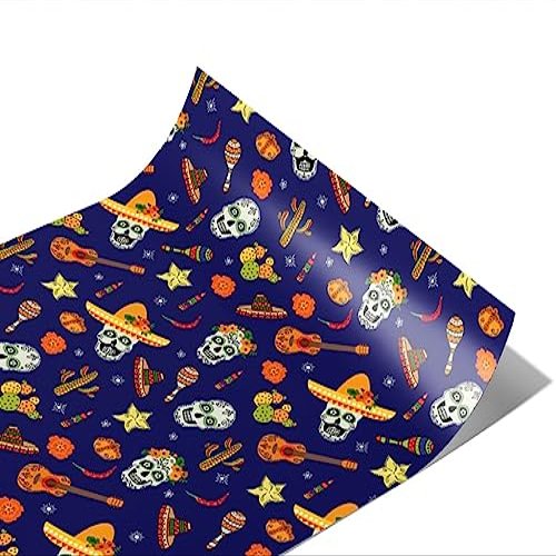Rwraps Day of The Dead Family Fiesta Gloss Vinyl Film Wrap 59in x 28ft Vinyl Vehicle Car Film Sheet Roll