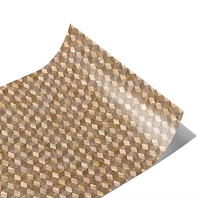 Rwraps Cubic Parquet Rustic Gloss Vinyl Film Wrap 59in x 19ft Vinyl Vehicle Car Film Sheet Roll