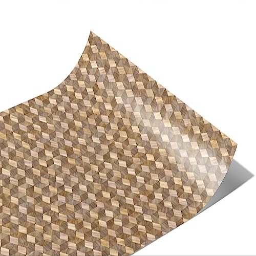 Rwraps Cubic Parquet Rustic Gloss Vinyl Film Wrap 59in x 19ft Vinyl Vehicle Car Film Sheet Roll