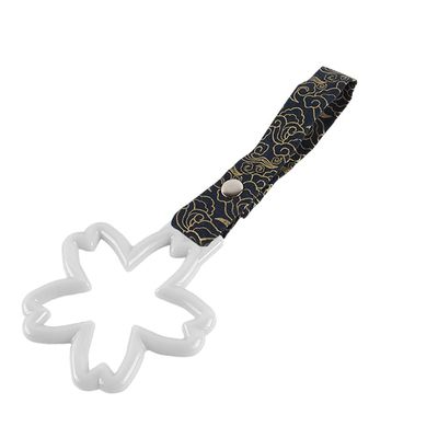 Q1-TECH, JDM Tsurikawa Ring Japanese Subway Train Bus Car Handle Sakura Flower Shaped Handle Hand Strap Rear Front Bumper Warning Rings Drift Charm Drift Bosozoku Car Accessory (White/BKL)