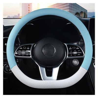 FUERU Car Steering Wheel Cover Set Car Steering Wheel Cover D Type Dazzling Color Leather Stretch Breathable Car Interior (Color : 6#)