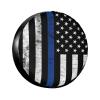 LOJAOGON USA Firefighter Thin Blue Line Spare Tire Cover Wheel Protectors Dust-Proof Wheel Tire Cover Fit Trailer, Rv, Sand Many Vehicle 15inch view 1