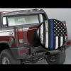 LOJAOGON USA Firefighter Thin Blue Line Spare Tire Cover Wheel Protectors Dust-Proof Wheel Tire Cover Fit Trailer, Rv, Sand Many Vehicle 15inch view 2