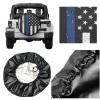 LOJAOGON USA Firefighter Thin Blue Line Spare Tire Cover Wheel Protectors Dust-Proof Wheel Tire Cover Fit Trailer, Rv, Sand Many Vehicle 15inch view 4