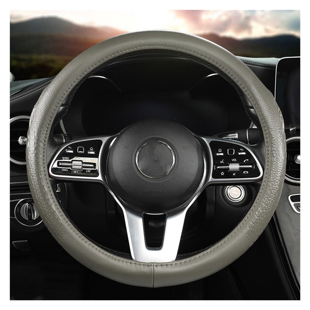FUERU Car Steering Wheel Cover Set Car Steering Wheel Cover Four Seasons Leather Soft Skin-Friendly Car Interior (Color : 2#)