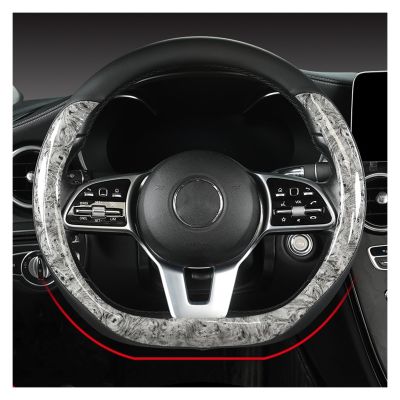 FUERU Car Steering Wheel Cover Set Car Steering Wheel Cover D Type Real Leather Mahogany Grain Fashionable and Beautiful Car Interior (Color : 3#)