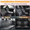 HHXT Leather Seat Cover for Cadillac CT5 2020-2025, Waterproof Soft Seat Covers with Airbag Compatible, Automotive Interior Accessories Seat Cushions(Black&Gray, 2PCS Front with Pillow) view 4