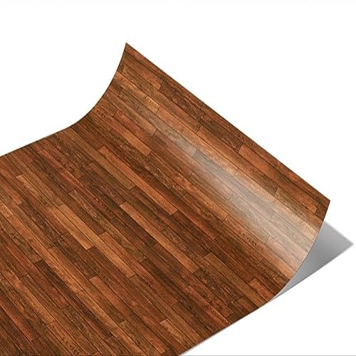 Rwraps Horizontal Strip Parquet Dark Mahogany Matte Vinyl Film Wrap 59in x 29ft Vinyl Vehicle Car Film Sheet Roll
