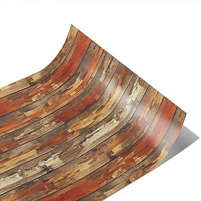 Rwraps Natural Vertical Wood Plank Distressed Cognac Gloss Vinyl Film Wrap 59in x 17ft Vinyl Vehicle Car Film Sheet Roll