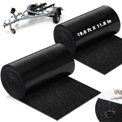 Tinideya 2 Pcs Black Marine Grade Carpet for Boat Trailers, 19.6 ft x 11.8 Inches Waterproof Non-Slip Durable Trailer Bunk Pads for Pontoon & Outdoor