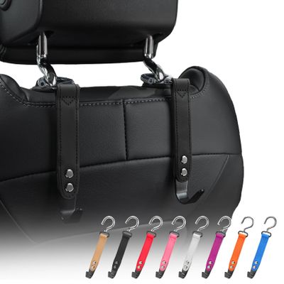 compuda Car Hooks,Car Purse Hook,Car Headrest Hook 2 Pack Leather Headrest Hooks for car Accessories,SUS304 Car Bag Hooks(Black)