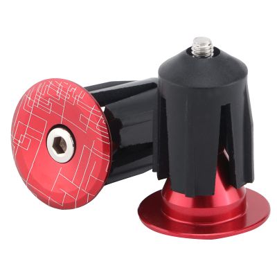 Tissting Bar End Plugs Caps, Aluminum Alloy Bike Bar Ends Plug for 15.9-21.4mm Bicycle Handlebars - Adjustable Expansion Locking Grips for BMX MTB Road Bicycles, Handlebar End Caps(Red)