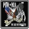 POW MIA EAGLENEVER Forgotten Black Aluminum Metal License Plate Sign Tag view 1