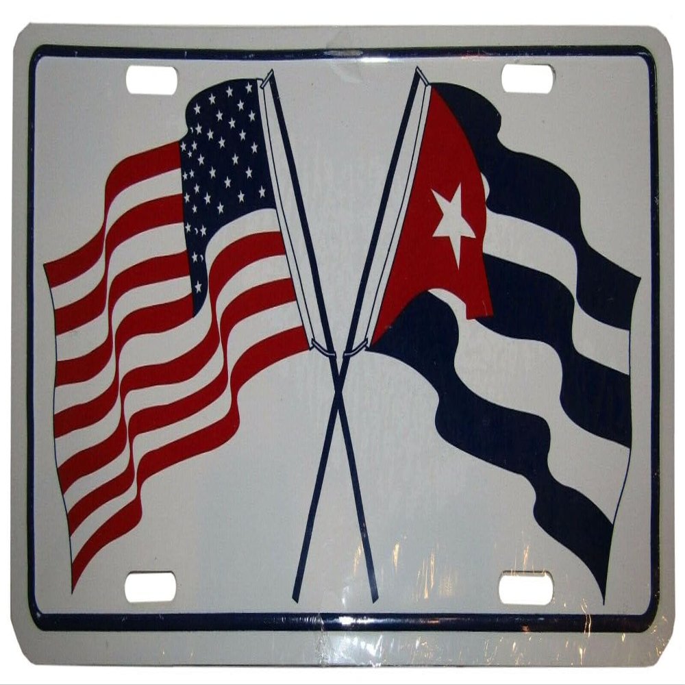 USA American Cuba Cuban Flags 6"x12" Aluminum License Plate Sign