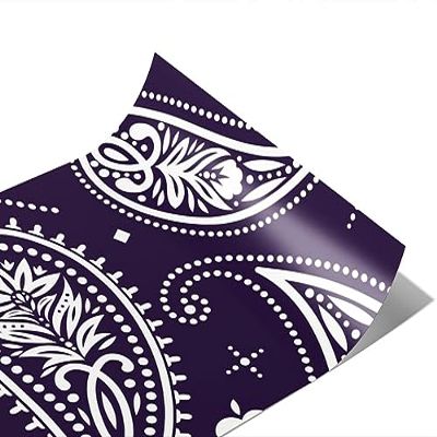 Rwraps Paisley Navy Blues Gloss Vinyl Film Wrap 59in x 28ft Vinyl Vehicle Car Film Sheet Roll