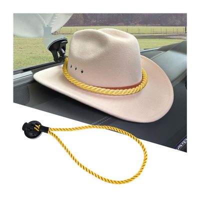 zipelo Hat Mounts for Car, Cowboy Hat Holder Rack with Suction Cup and Handmade Rope, Car Accessories, Universal Cowboy Hat Hanger for SUV Truck Vehicle Home, Keeps Your Hat On The Dash (Yellow)