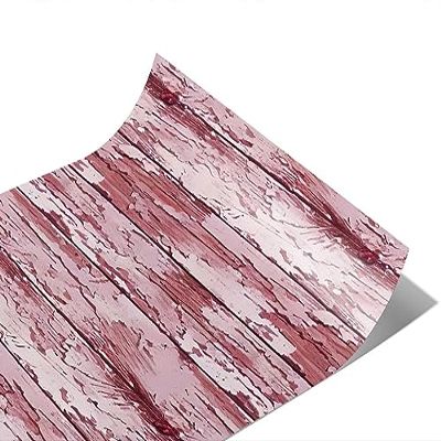 Rwraps Pink Wood Plank Distressed Rose Gloss Vinyl Film Wrap 59in x 29ft Vinyl Vehicle Car Film Sheet Roll